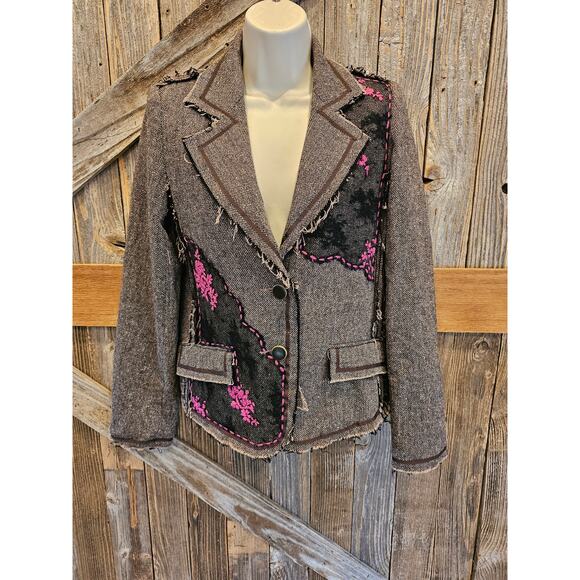Anthropologie odille size small S wool blend blazer whimsigoth goth lined EUC - Picture 1 of 10